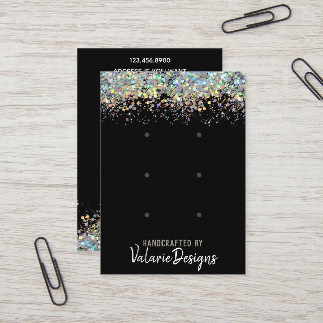 Örning Stud Card Faux Rainbow Metalitic Glitter Visitkort (Fram/Back In Situ)