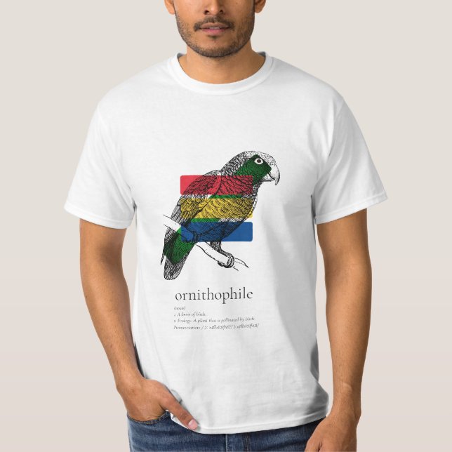 Ornithophile: Papegojan skissar med färgkvarter T Shirt (Framsida)