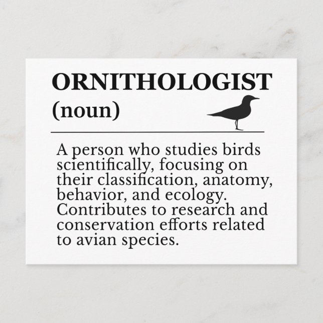 Ornitolog Definition - Vogelkunde (Fågelskådning Vykort (Framsida)
