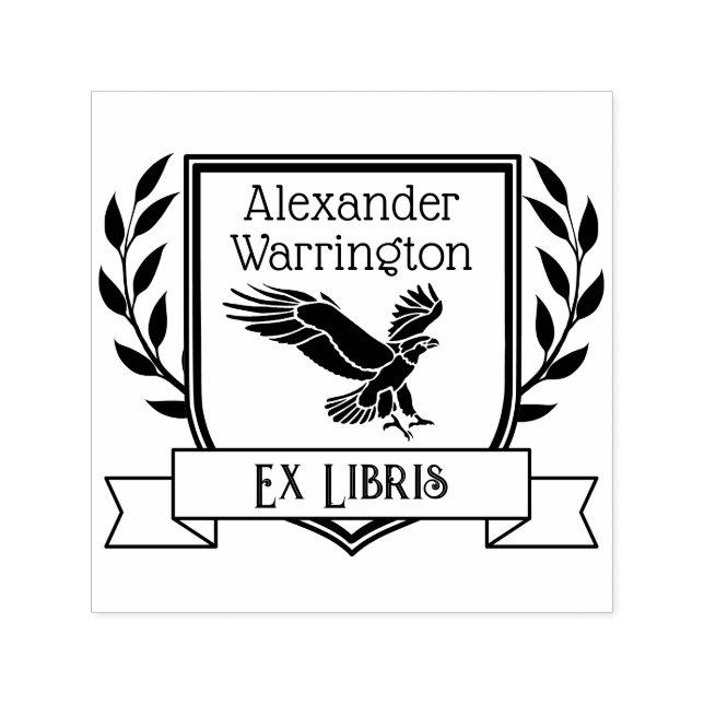 Örnkam Ribbon Ex Libris Bibliotek Boknamn Självfärgande Stämpel (Design)