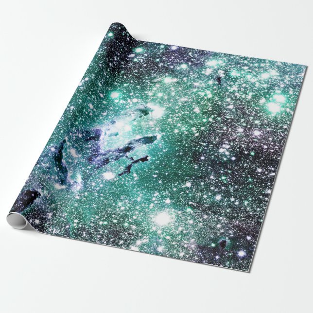 Örnnebulosan Mintblå Periwinkle Presentpapper (Utrullad)