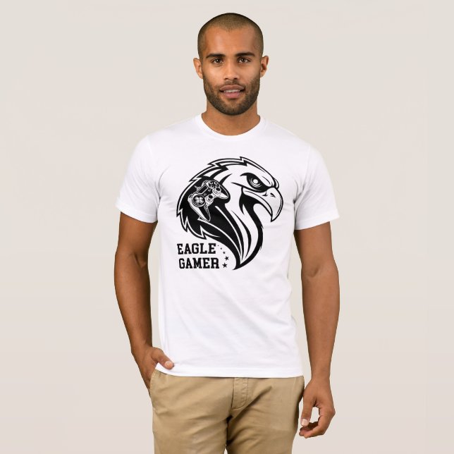 Örnspelarlogo med spelkontroll och vild t shirt (Hel framsida)