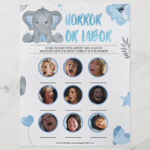 Oro eller arbete [Baby Elephant [Blue] Brevhuvud