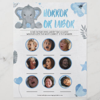 Oro eller arbete [Baby Elephant [Blue] Brevhuvud