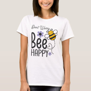 Oroa dig inte Bee Lycklig blommigt hjärta T Shirt