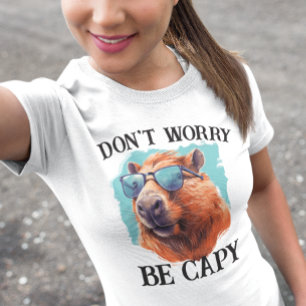 Oroa dig inte Capy Lycklig Capybara T Shirt