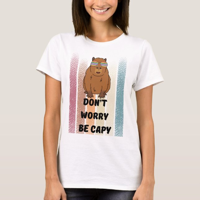 Oroa dig inte, Cute Capybara, Lustigt vitt T Shirt (Framsida)