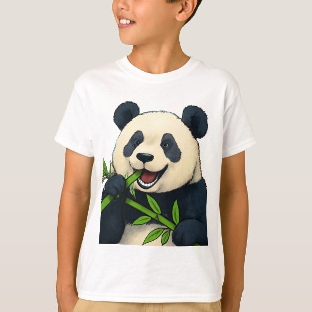 Oroa dig inte, Eat Bamboo - Panda Art T Shirt (Framsida)