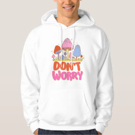 Oroa dig inte - färgfull Kawaii Mushroom Hoodie