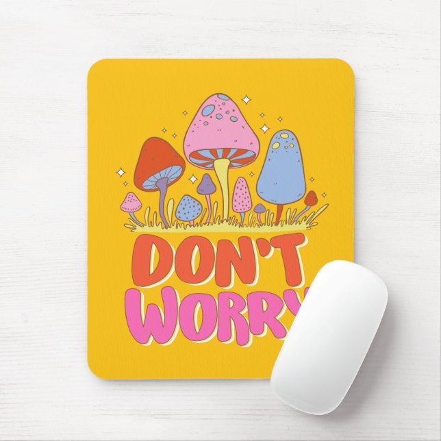 Oroa dig inte - färgfull Kawaii Mushroom Musmatta (Med mus)
