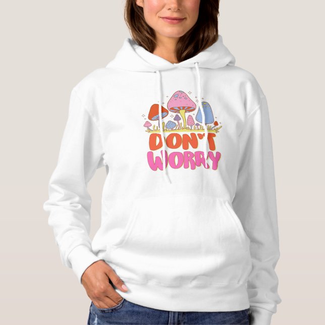 Oroa dig inte - färgfull Kawaii Mushroom T Shirt (Framsida)