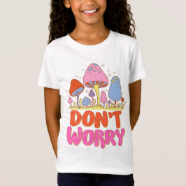 Oroa dig inte - färgfull Kawaii Mushroom T Shirt