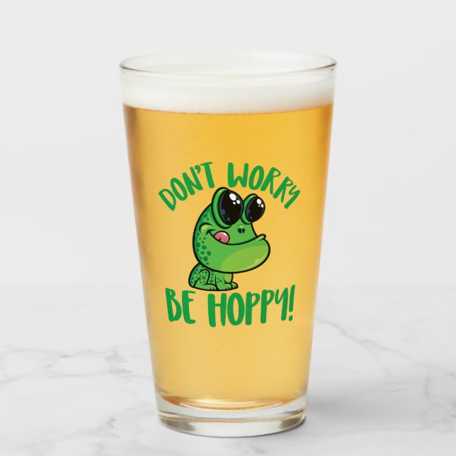 Oroa dig inte för att vara hoppy Smiling Tecknad F Glaskopp (Framsida fylld)