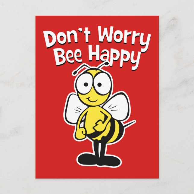 Oroa dig inte för att vara Lycklig Bee | Humla Red Vykort (Framsida)