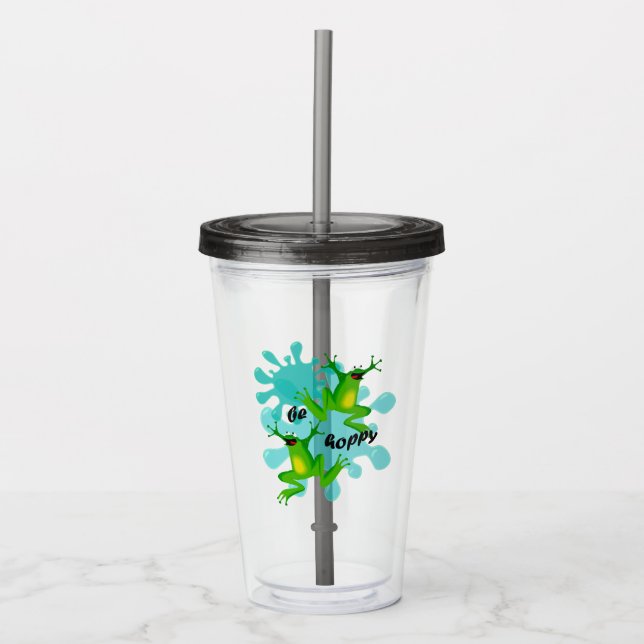 Oroa dig inte för att vara Lycklig-hovgroda Take Away Mugg (Framsida)