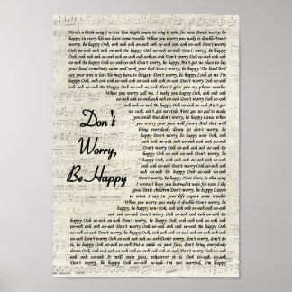 Oroa dig inte för att vara Lycklig Vintage-skript  Poster