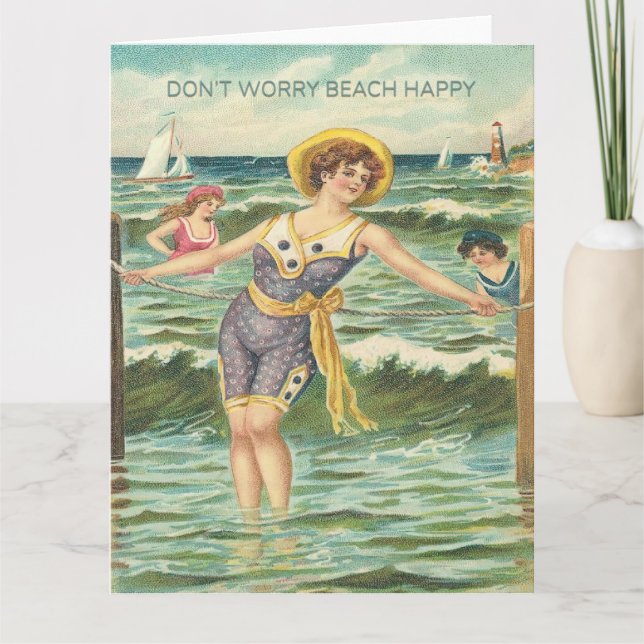 Oroa dig inte för Beach Lycklig Hälsning Kort (Framsida)