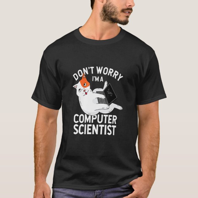 Oroa dig inte jag är en datalog programmerare katt t shirt (Framsida)