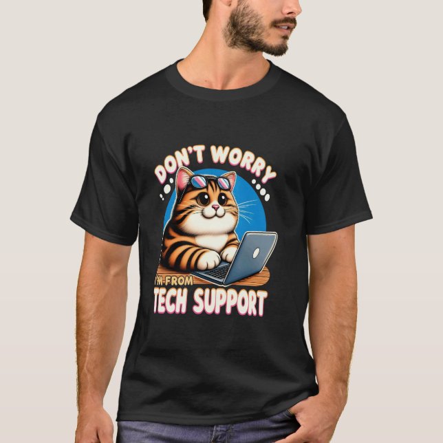 Oroa dig inte, jag är från teknisk support Retro k T Shirt (Framsida)