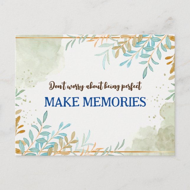 Oroa dig inte över att vara perfekt citat vykort (Framsida)