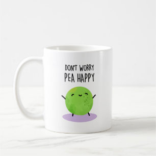 Oroa dig inte Pea Lycklig Funny Pea Pun Kaffemugg