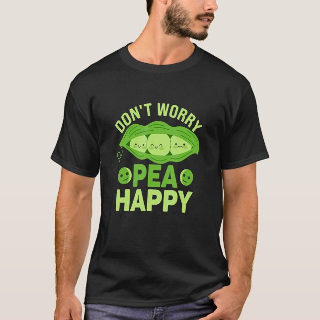 Oroa dig inte Pea Lycklig Veganism Veggie T Shirt (Framsida)