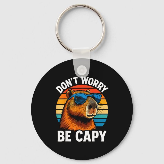 Oroa dig inte, var Capy Capybara  Nyckelring (Framsida)
