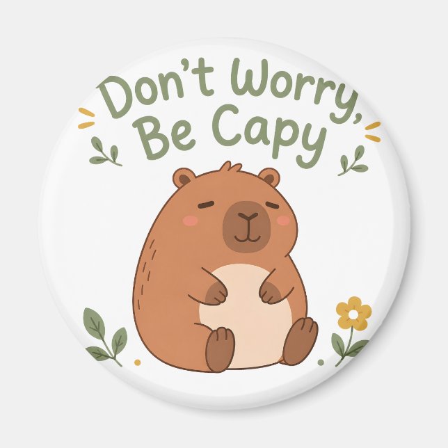 Oroa dig inte, var Capy Söt Capybara Magnet (Framsidan)