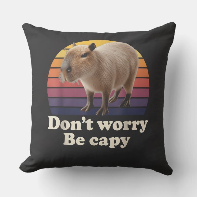 Oroa dig inte, var Capy Söt Capybara Pundesign Kudde (Framsida)