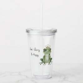Oroa dig inte, var hoppy groda med krona take away mugg