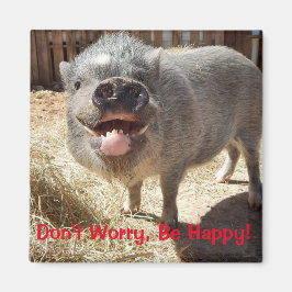 Oroa dig inte, var Lycklig, Gris Square Magnet