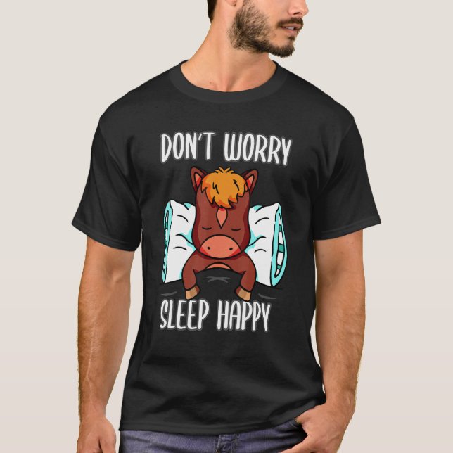 Oroa dig sov lycklig! Pyjamas med söt häst s T Shirt (Framsida)