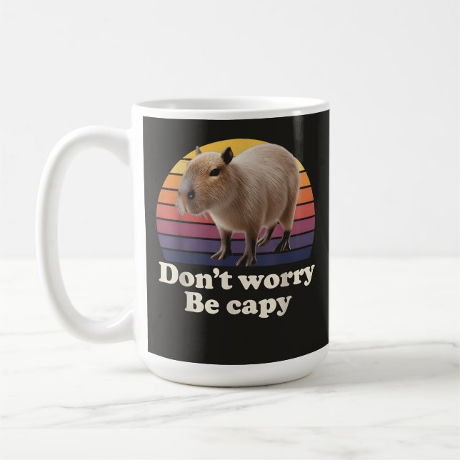 Oroa Inte Var Capy Söt Capybara Puns Design Kaffemugg (Vänster)