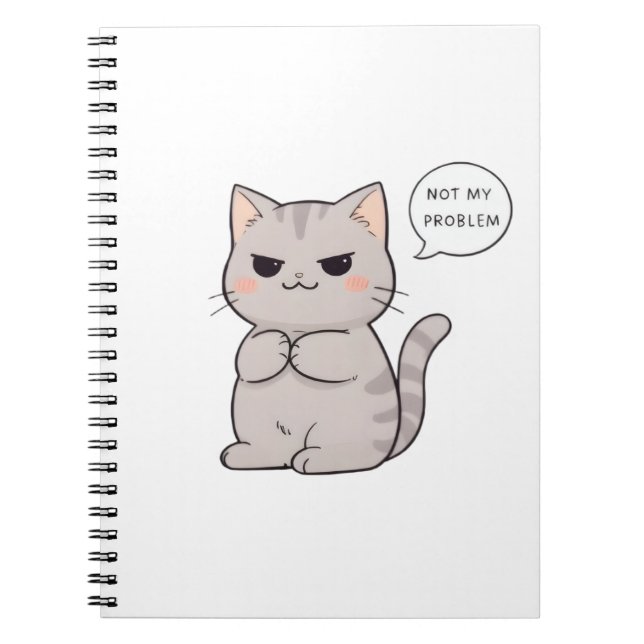 Oroande katt "Inte mitt problem" Rolig design Anteckningsbok (Framsidan)
