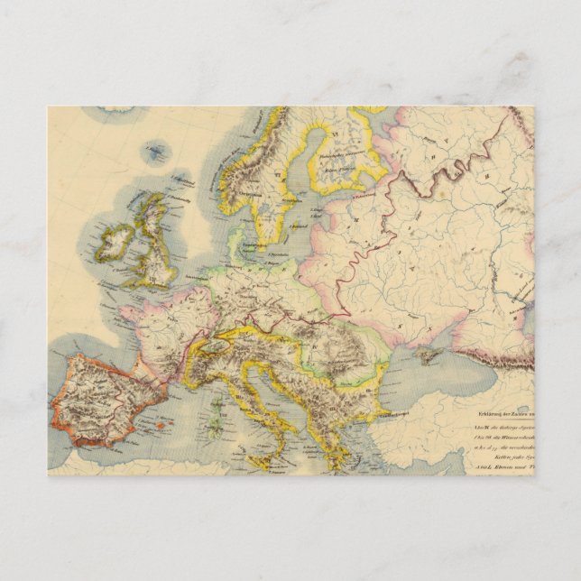 Orografiska karta i Europa Vykort (Framsida)