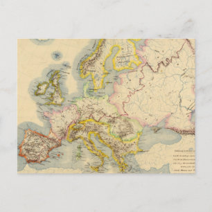 Orografiska karta i Europa Vykort