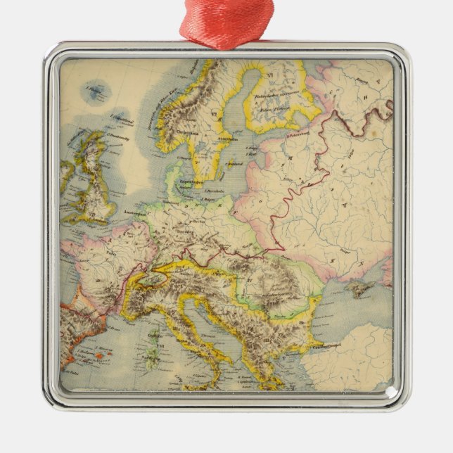 Orographic karta av Europa Julgransprydnad Metall (Framsidan)