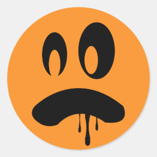 Orolig Jack o lantern orange Halloween-märkre Runt Klistermärke