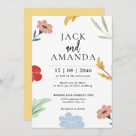 Oroliga inbjudningar till Glatta färgade bröllop