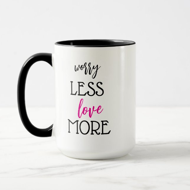 Oroliga mindre Kärlek mer kaffe Mugg Kopp (Vänster)
