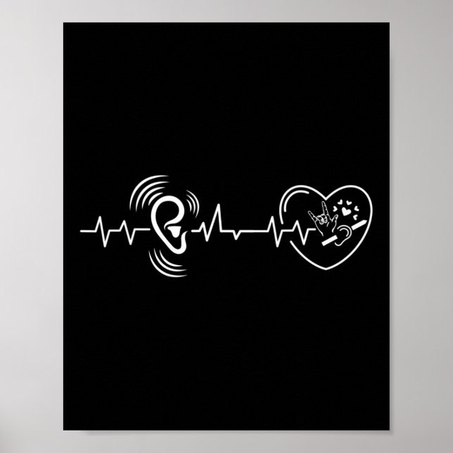 Öron Heartslag Hand teckenspråk Förlorad hörsel Poster (Framsidan)