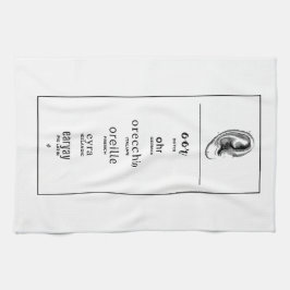 Öron på olika språk kökshandduk