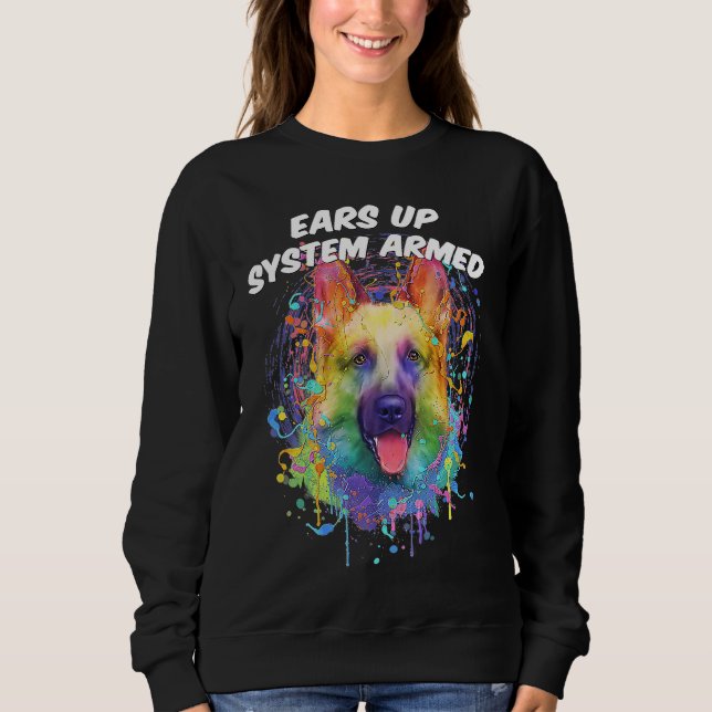 Öron Up System Arde German Shepherd Humor Shepard T Shirt (Framsida)