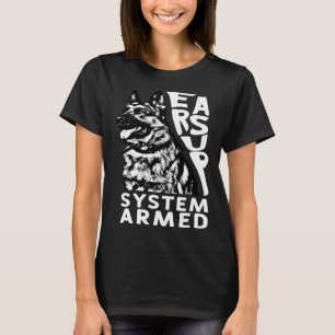 Öron Up System Armed Hund Animal German Shepherd T Shirt