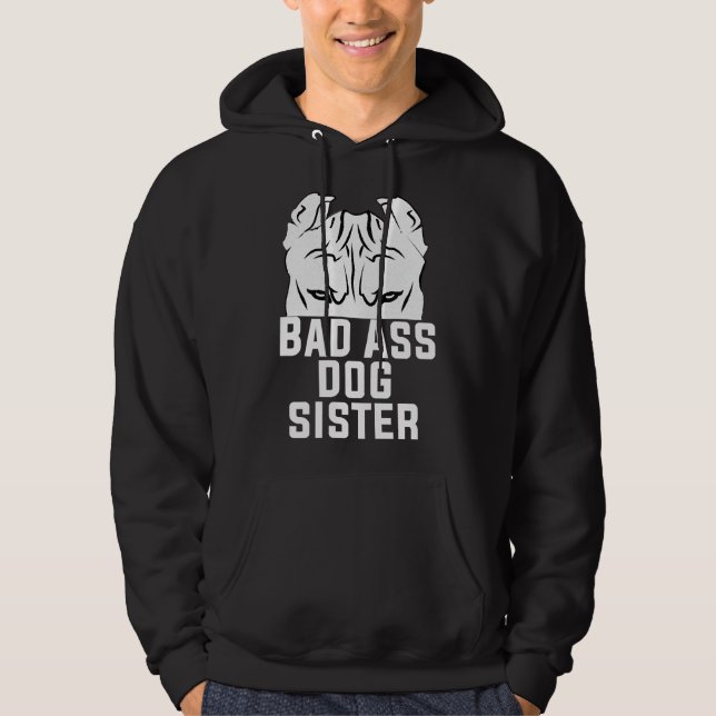 Öron Up System Armed Pitbull Hund älskare Funny Si Hoodie (Framsida)