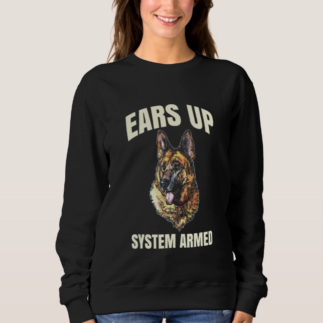 Öron Up System Armed Tysk Shepherd T Shirt (Framsida)