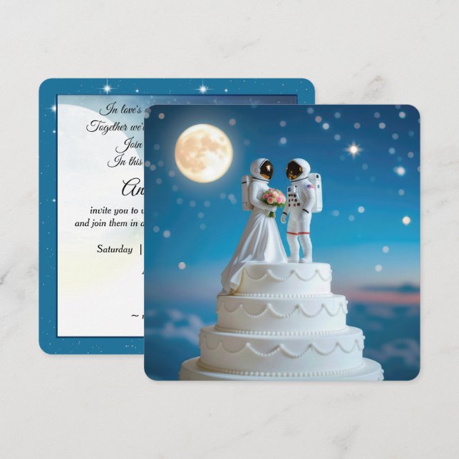 Öronastronauter på en Bröllop-kummel Inbjudningar (Fram/baksida)