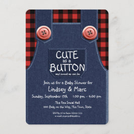 Öronbyxor och Flanellcute som Button Baby Shower Inbjudningar