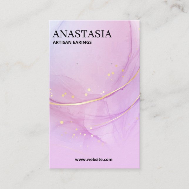 Öronkort för lila och Guld-alkohol Bläck Visitkort (Framsida)