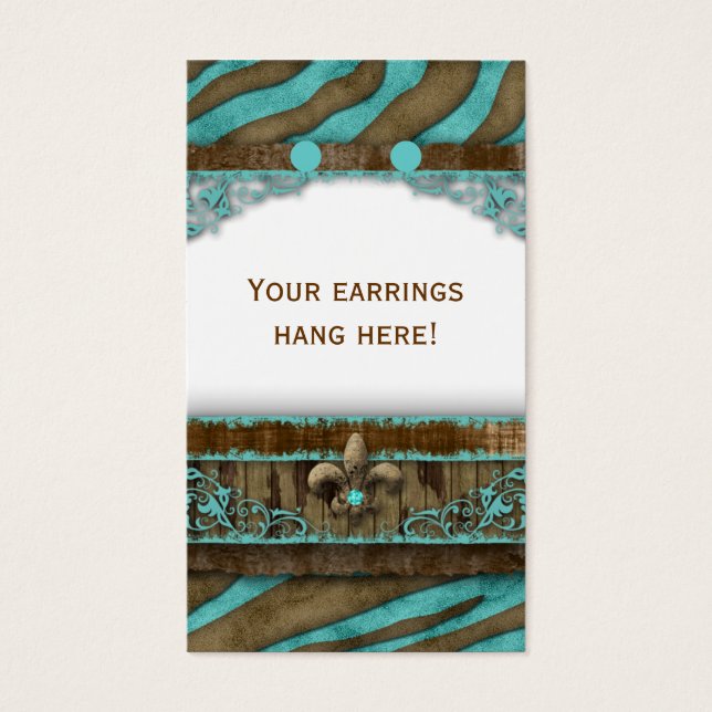 Öronkort för Visning Cute Zebra Fleur de Lis Visitkort (Framsidan)